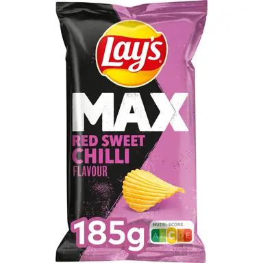 Lay's Max Double Crunch ribbelchips rode zoete chili 185 g