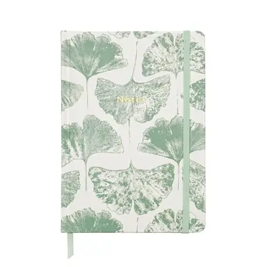 Jubiluu A5 Elegant Fabric Hardcover Lined Notebook - 96 Sheets (100g offset paper), Bookmark & Elastic Band - Classic Cream Ruled Journal for Writing, School, Office, and Gifts-Ginkgo Imprint