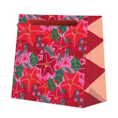 Raspberry Blossom Festive Floral Medium Gift Bag