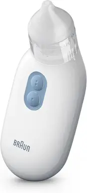 Braun Nasensauger 1 | Schleimentferner | Erleichterung bei verstopften Nasen | Elektrische Absaugung | 2 Saugstufen | 2 Größenaufsätze | Geeignet für Neugeborene, Babys und Kinder | Spülmaschinenfest | BNA100