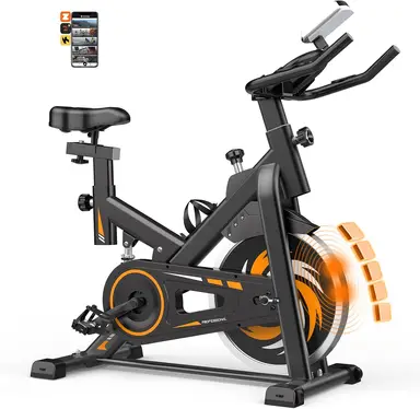 Neezee Ergometer Heimtrainer Fahrrad mit APP - Magnetischer Widerstand Fitnessbike, Leises stationäres Spinning-Bike für den Innenbereich, LCD-Monitor, Pulsmesser, iPad-Halterung, Hometrainer bis 150 kg belastbar