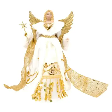 Christmas Workshop 12" Gold & Cream Tree Top Angel