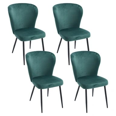 Kaufhof Esszimmerstuhl Samt Vierbeiner 4er-Set, Olivgrün