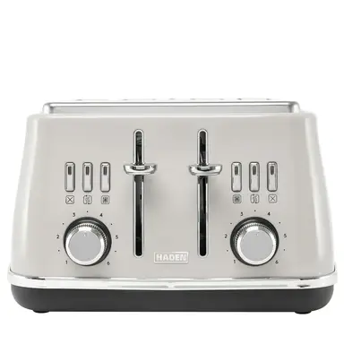 Haden Cotswold 4 Slice Toaster, Dual Control, Coated Stainless Steel, Extra Wide Slots, Putty Beige - 205995