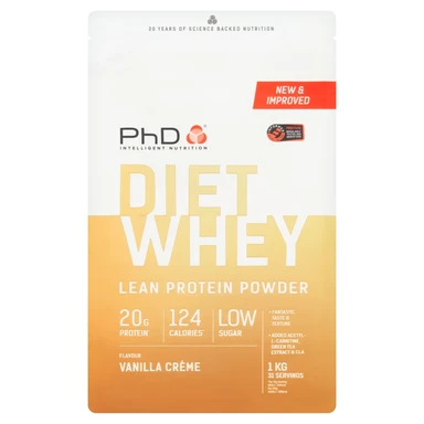 PhD Diet Whey Protein Nutrition Powder Vanilla Creme Flavour - 1kg