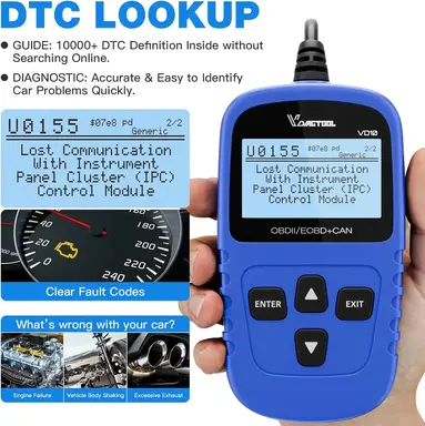 VDIAGTOOL VD10 OBD2 Diagnostic Tool for All Vehicles, Car Scanner to Turn Off CEL with Live Data/Freeze Frame/I/M Readiness for All OBDII Protocol Cars, New Version Car Diagnostic Tool