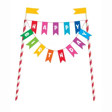 Unique Party Rainbow Birthday Cake Bunting Topper