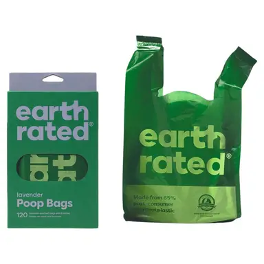 Earth Rated sacs à déjections lavande avec poignées - 120 sacs