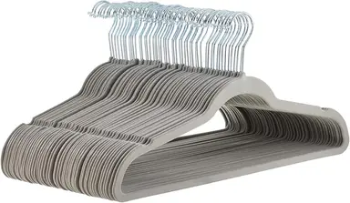 ANQI Velvet, Non-Slip Suit Clothes Hangers, Gray/Silver - Pack of 50