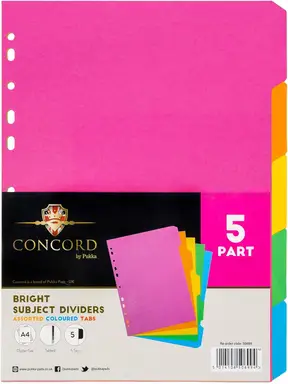 Concord Bright Subject Divider A4 5 Part