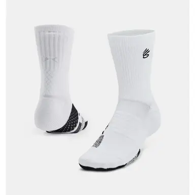Under Armour Curry ArmourDry Playmaker Unisex Mid-Crew Socks - White