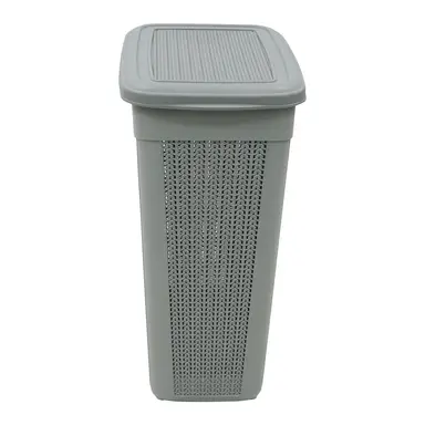 JVL Knit Design Slim Lidded Laundry Basket – Grey