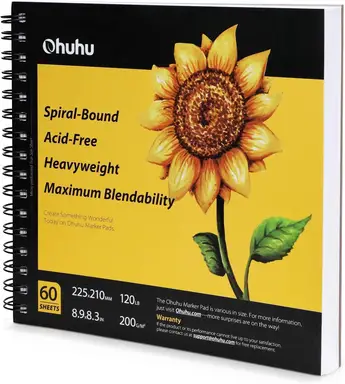 Ohuhu Carnet de dessin papier 200 g/m² - 22 x 21 cm - 120 feuilles