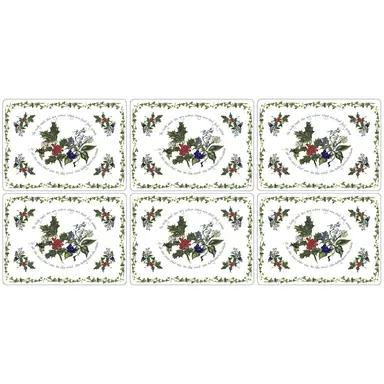 Portmeirion The Holly & The Ivy Placemats – Set of 6 + 6 FREE Coasters