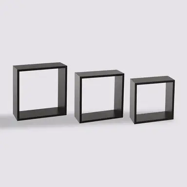 Wandkubus Zwart Groot - Set van 3