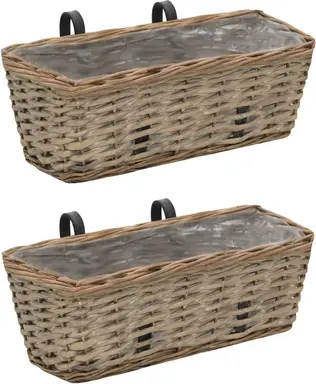 vidaXL gevlochten balkonplantenbakken 40 cm bruin 2 st.