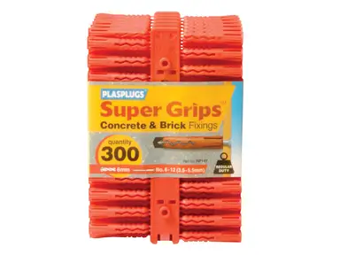 PLASPLUGS RP 187 Solid Wall Super Grips™ Fixings Red (300)