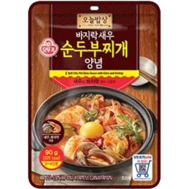 Ottogi zachte tofu pot saus met mosselen en garnalen 90g