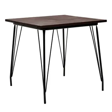 Interiors by Premier Dining Table District Square Elm Wood Walnut/Black