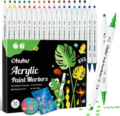 Ohuhu Dual Tip Acrylic Paint Pens， 36 Colours， New Year Sale ， Top gift picks   Easter Eggs,Painting,Drawing