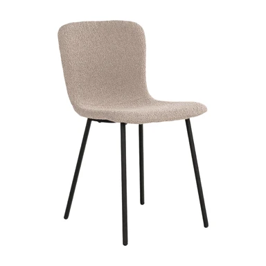 HOUSE NORDIC Chaise de salle à manger, bouclé, beige, pieds noirs, HN1233