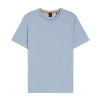 BOSS Cotton Slub T-shirt with Logo Detail - Open Blue