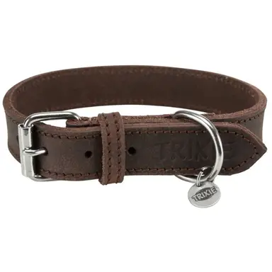 Jollypaw door Trixie - Retro stijl leren halsband - Bruin - 48-56 cm × 3 cm