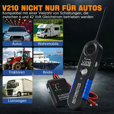 VDIAGTOOL V210 Auto‑Stromtester, 6-42 V DC Kabelbruch‑Erkennungsgerät für Autos, Werkzeug zur Kabelortung, Auto‑Kabel‑Findungsgerät, Kurzschluss‑Detektor, Spannungstester mit Stromsonde
