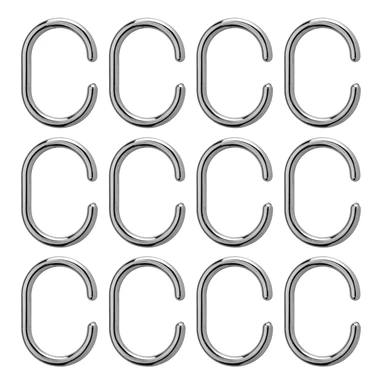 Croydex Shower Curtain Rings C Shape Silver 12pcs
