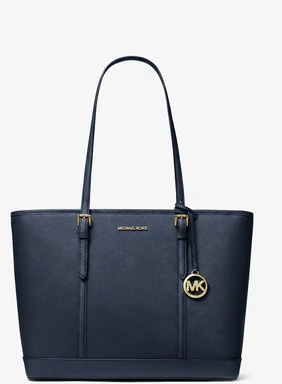 MICHAEL KORS Grand sac fourre-tout Jet Set Travel en cuir Saffiano - Bleu marine