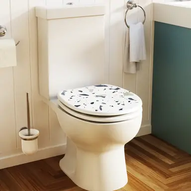 Croydex Flexi-Fix Toilet Seat - Terrazzo Blue