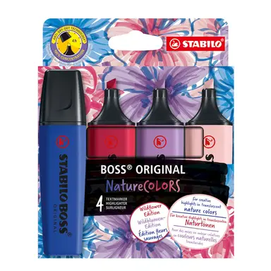 STABILO BOSS ORIGINAL NatureCOLORS Wildflowers Edition - Highlighter - Pack of 4 - Assorted Colours