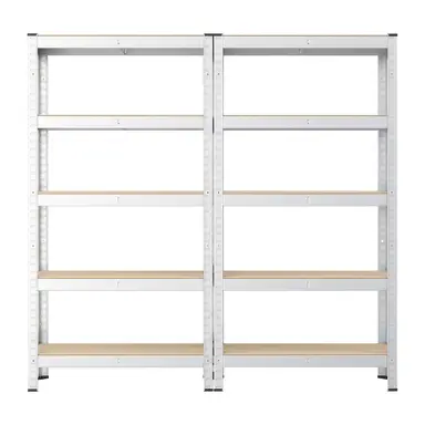 SONGMICSHOME  5-Tier Shelving Units Set of 2, Steel Shelving Unit for Storage, Garage, Shed, 30 x 75 x 150 cm, Silver