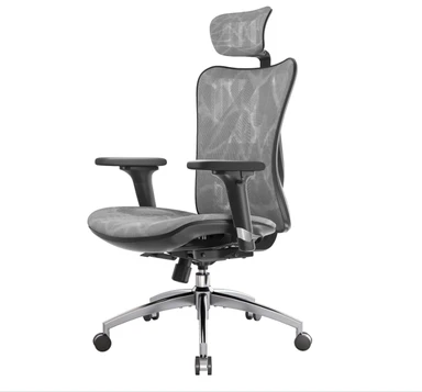 SIHOO M57 Ergonomische Bureaustoel van Mesh met Verstelbare Lendensteun, 3D Armleuningen en Ademend Hoge Rug (Grijs)