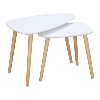 HOMCOM Side Tables Nesting Scandi White/Oak Effect