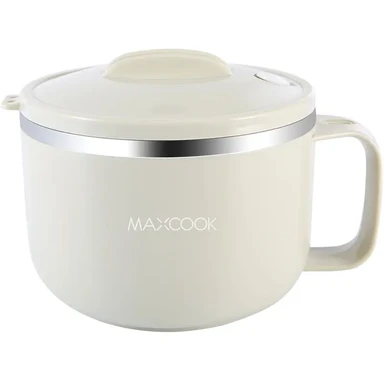 Maxcook 304 Stanless Steel Ramen Bowl - with lid & could hole mobile phones - 1.2 L - Grey