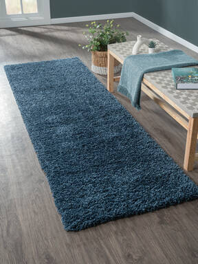 My Flair Teppich "My Shaggy" rechteckig dunkelblau 250 x 80 cm