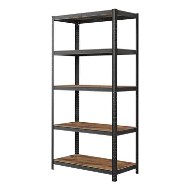 SONGMICSHOME  5-Tier Shelving Unit, Steel Shelving Unit for Storage, Tool-Free Assembly, for Garage, Shed, Load Capacity 600 kg, 50 x 100 x 200 cm, Rustic Brown and Black
