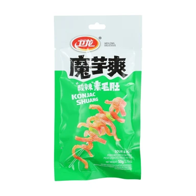 Wei Long Snacks au konjac saveur de tripe végétale aigre et pimentée 252 g
