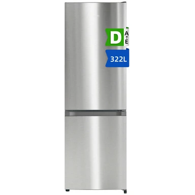 CHiQ JR318WSD 322 L Kombi-Kühl-Gefrierkombination, No-Frost, Multi-Airflow, 4-Sterne-Gefrieren, Inverter-Kompressor 37 dB, 226 L Kühl- & 96 L Gefrierfach, Touch-Display, wechselbare Tür, verstellbare Füße, Edelstahl [Energieklasse D]
