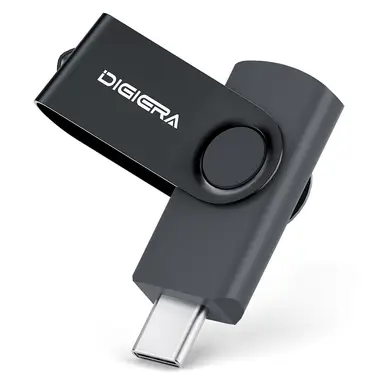 DigiEra USB Flash Drive – 256GB Thumb Drive USB 3.2 Gen 1 Type-C with 140MB/s High-Speed Read, 360° Swivel Design, ABS + Aluminum Compact & Lightweight Body (CUS310)