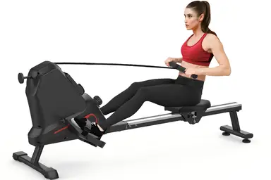 Neezee Rudergerät, magnetisches Rudergerät mit 16 Widerstandsstufen, kompaktes Rudergerät mit LCD-Monitor, leises Rudergerät für den Heimgebrauch, platzsparend