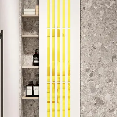 10pcs PVC mirror stickers, vertical stripes, gold-colored, self-adhesive, multi-piece pack, minimalist decorative splicing mirror for living room and bathroom,gold,5*35cm