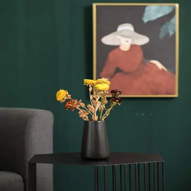 1pc/15cm/6in, Ceramic Vase - Flower Vase Minimalism Style for Modern Table Shelf Home Decor, Fit for Fireplace Bedroom Kitchen Living Room Centerpieces Office Desk (Solid Black）