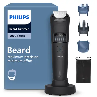 Philips Series 5000 Electric Beard Trimmer - 40 Length Settings, Self-Sharpening Cutter Heads, 100-Minute Battery Life - BT5780/15