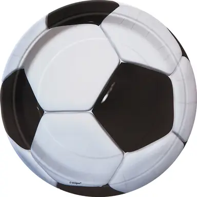Unique Paper Plates, Soccer, 22cm, 8 pack