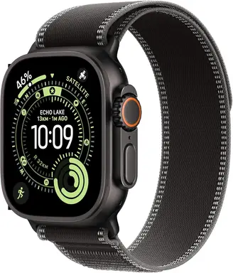 Apple Watch Ultra 3 GPS + Cellular 49mm Black Titanium Case with Black/Charcoal Trail Loop - S/M