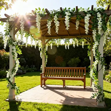 Wei's Moment 2Pcs 7FT Artificial Wisteria Vine Garland Plants Flowers Arts For Ceremony Home Wedding Decoration (White)