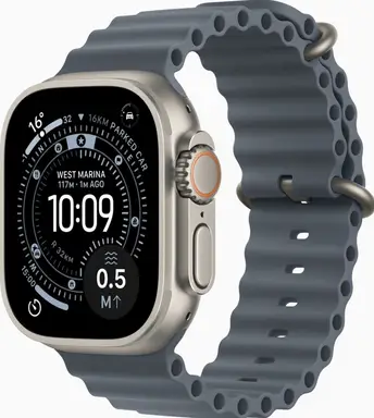 Apple Watch Ultra 3 GPS + mobiel 49 mm - natuurlijk titaniumkastje - bandje: Anchor Blue Ocean