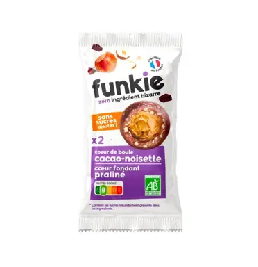 FUNKIE Cœur de boule cacao-noisette avec cœur fondant praliné biologique - 36 g